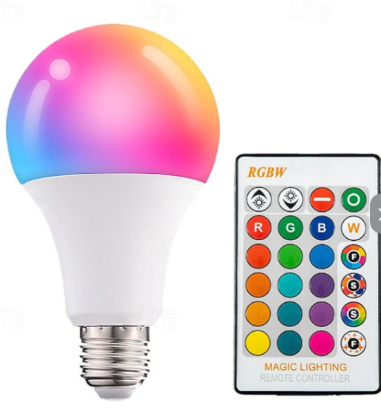 Ampoule LED E27  Opaque RGBW  9,4W Dimmables via telecommandes