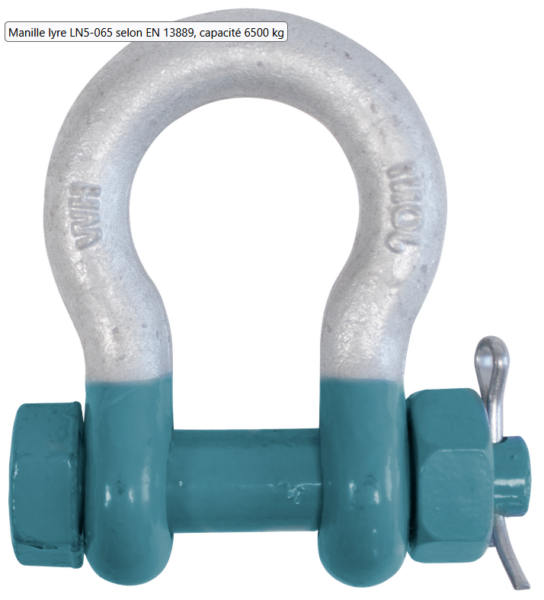 Manille ø 25mm 6.5T Avec écrou et goupille LN5-065